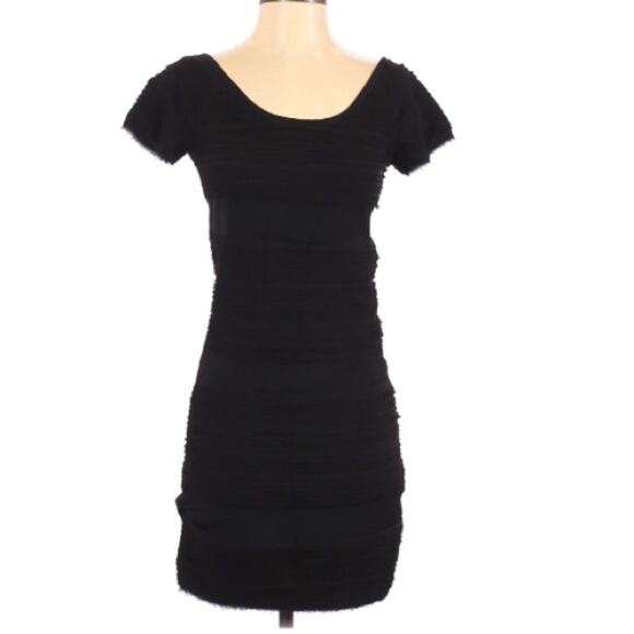 rag & bone Dresses & Skirts - Rag & Bone Black Short Sleeve Bodycon Mini Dress Womens S Frayed Layered Goth